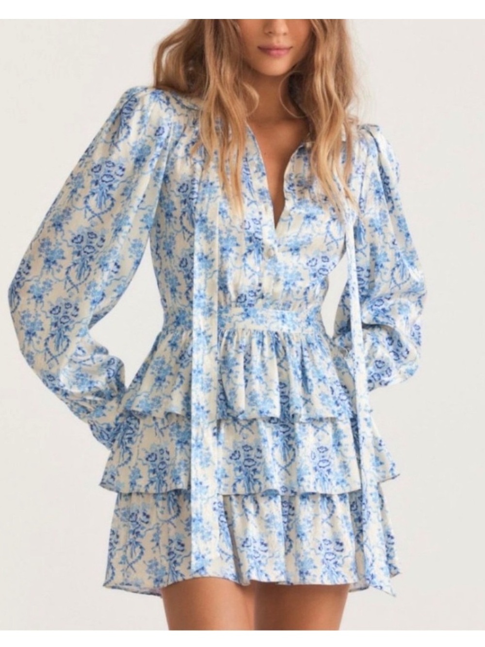 LOVESHACKFANCY Daly Floral Satin Mini Dress